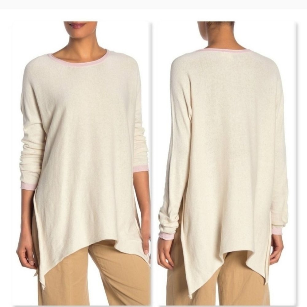 Cloth by Design Cream And Pink Oversized Layering Tie Sweater Top Size Medium‎